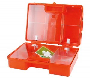 Erste Hilfe Verbandskasten, ABS orange, mit Erste Hilfe Füllung und  Beatmungstuch. Dim. 260 x 160 x 80 mm kaufen
